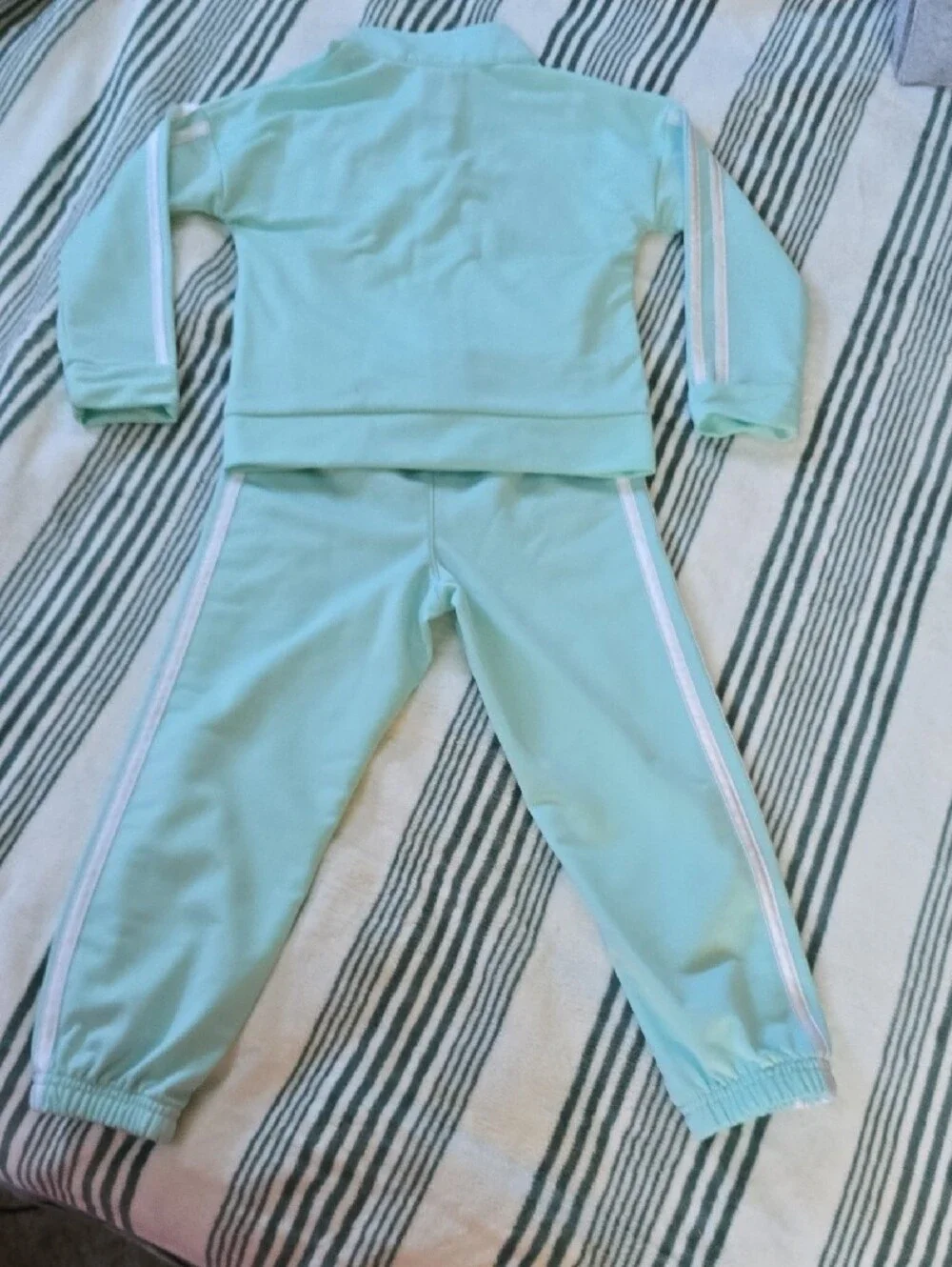 adidas Kids 4T Mint Green Track Pants with White Stripe